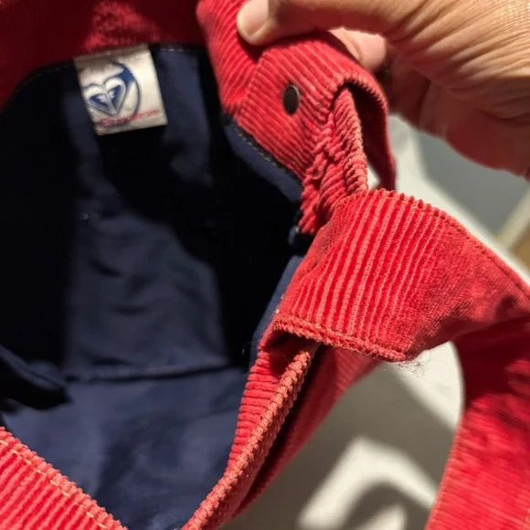 Roxy Tote Bag Y2k Red Corduroy Front and Back Pockets Double Handle Straps Vtg. - Picture 6 of 14